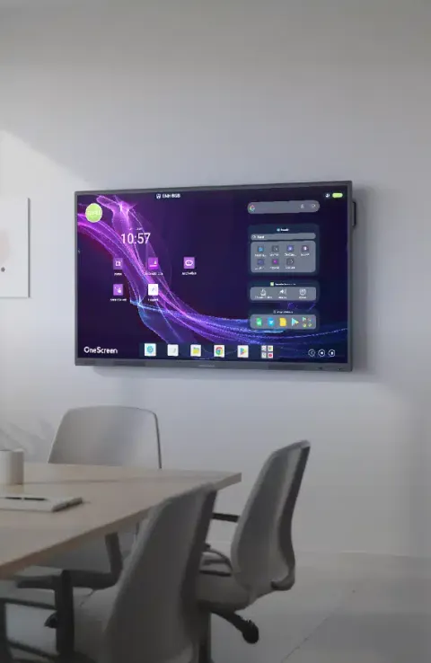 Pantalla interactiva OneScreen T7 en una sala de reuniones